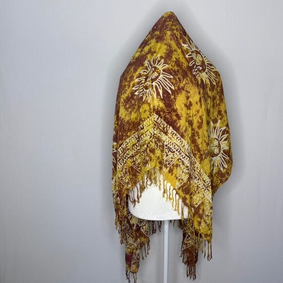 Vintage 90’s Whimsigoth Celestial Sun Clay Wall Hanging and Scarf - Picture 5 of 8